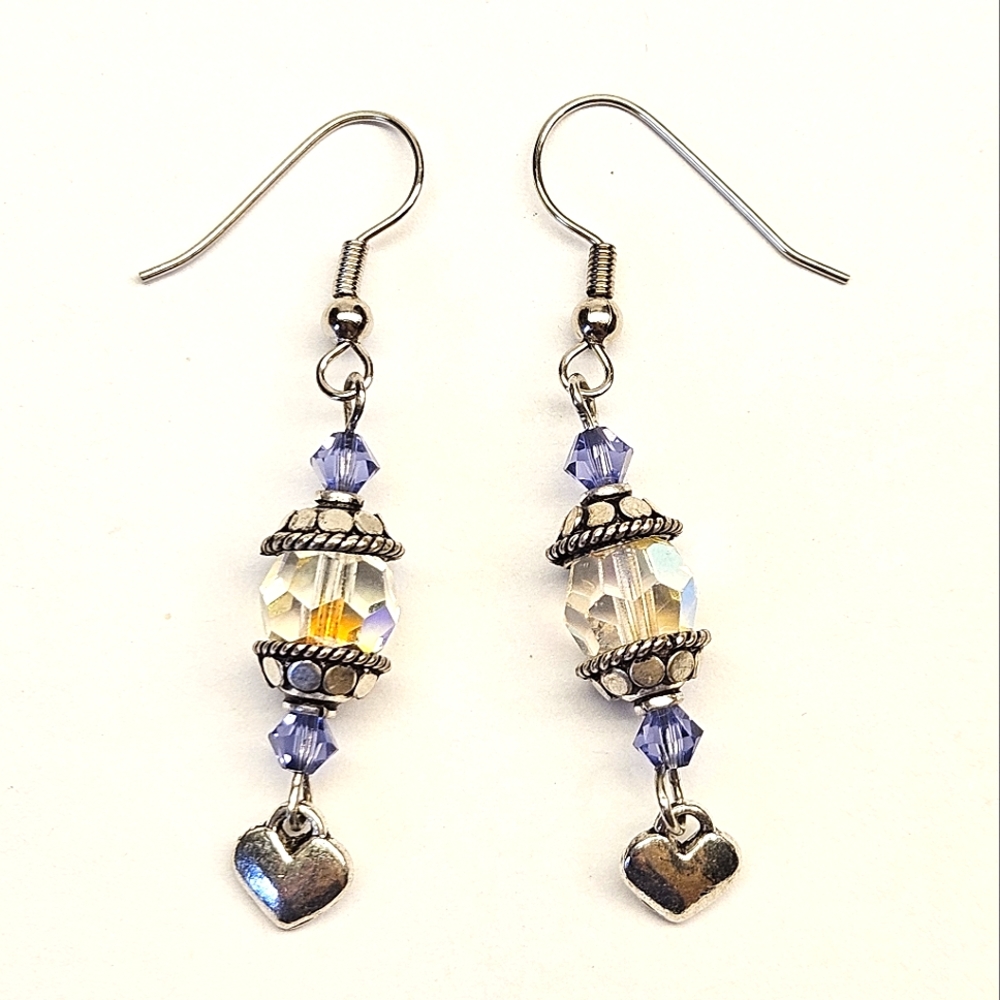 Beaded Sparkling Heart Earrings